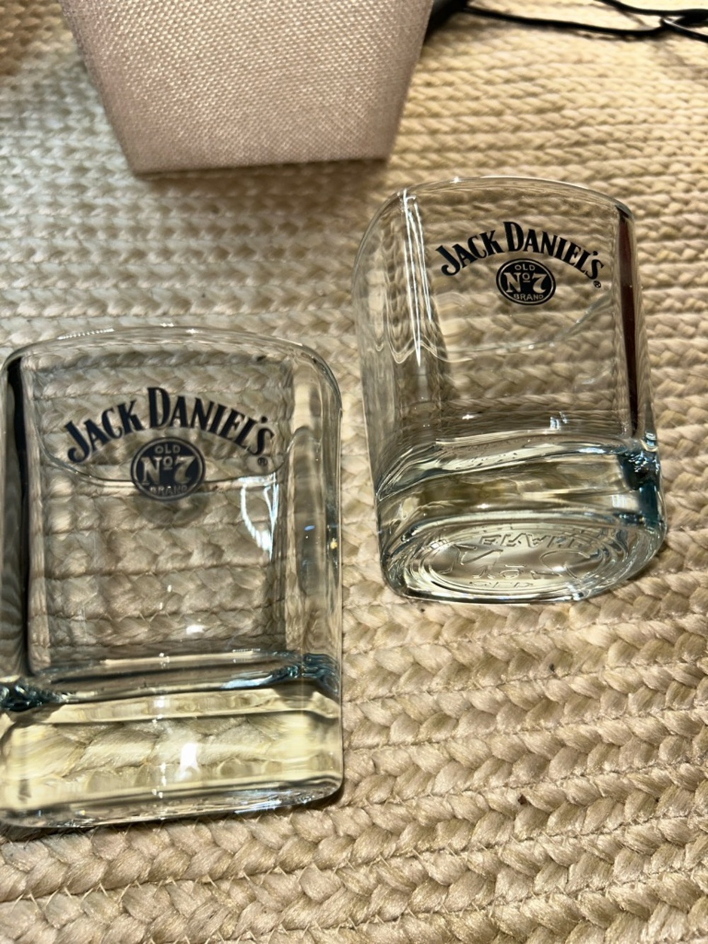 Jack Daniels Clear Glass Whiskey No 7 Rocks Glasses with Black Logo - Set of 2